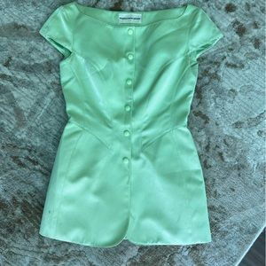 VINTAGE MUGLER PISTACHIO GREEN CORSET MINI DRESS